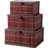 Bamboo Decorative Storage Boxes - Set Of 3 Woven Lined Storage Basket With Lids, Retro Brown Wicker Lidded Baskets For Home Kitchen Shelf Organizer Decor
