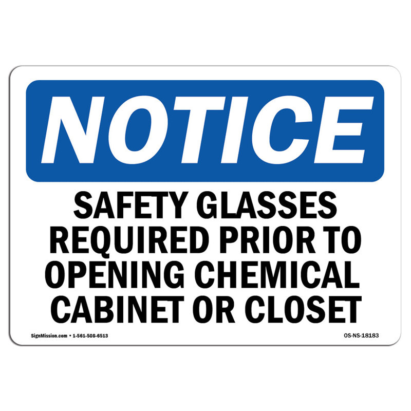 Safety Glasses Required Prior to Opening Sign
