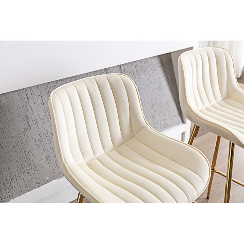 Ensemble de 2 tabourets de bar, Tabouret de comptoir (siège d'une hauteur de 26 p, Crème, crème