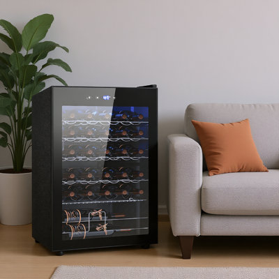 37 Bottle Wine Cooler Freestanding - 4.5 Cu.ft Wine Fridge With Adjustable Temperature Control (32°f-61°f) For Home, Bar, Office - Black