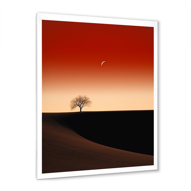 Sunsets Simplicity Desert Solitude I, Cadre simple blanc, H 32 po x l 16 po x P 1 po