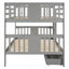 Lit superposé double au-dessus de double avec tiroirs et échelle pour chambre à coucher, mobilier de chambre d'amis - gris