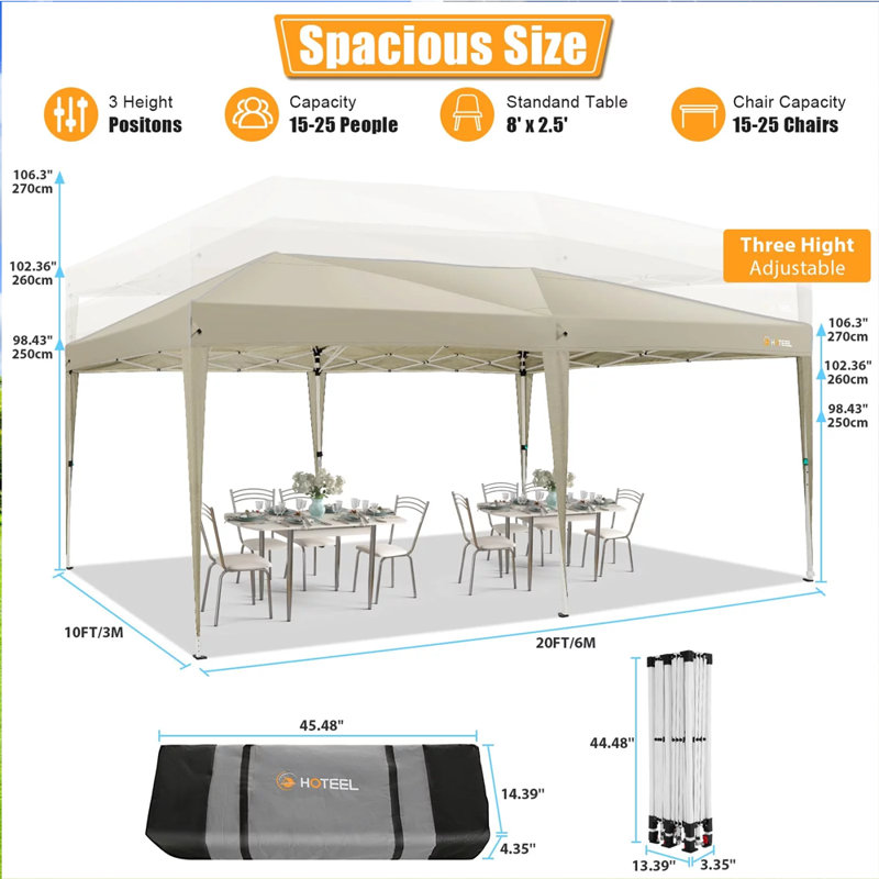 236'' W x 118'' D Metal Canopy, Khaki
