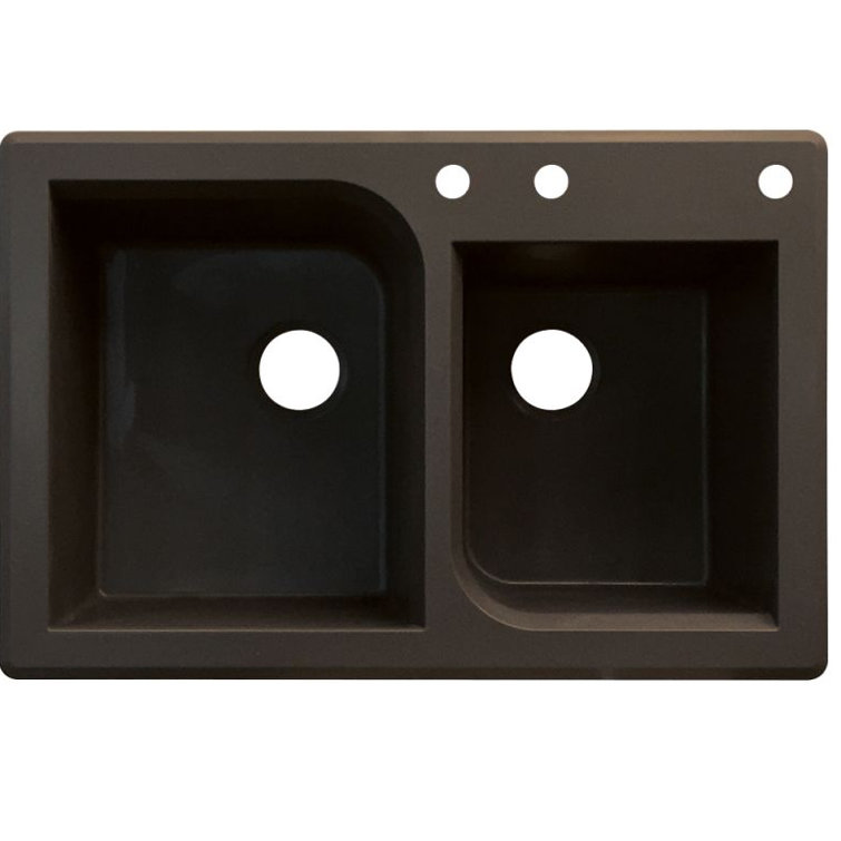 Radius 33.06'' L Drop-In Double Bowl Granite Kitchen Sink