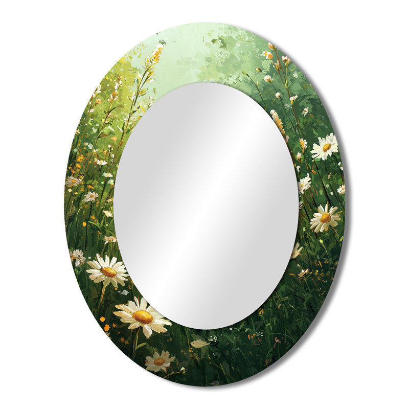 Miroir mural blanc moderne Daisies Dream - blanc, 43 po x 33 po
