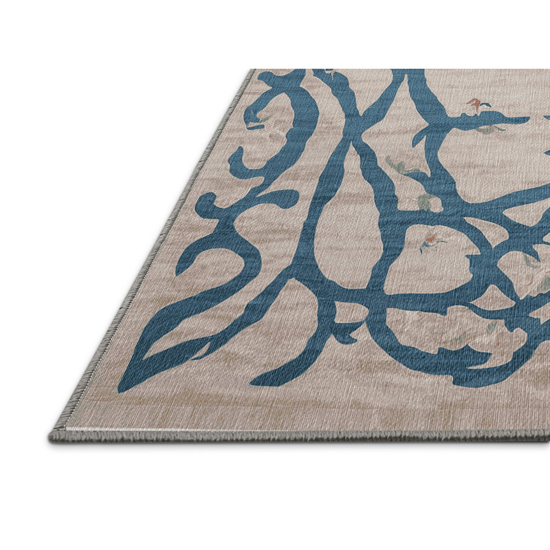 Machine Washable Gray Area Rug, Round 4'