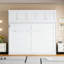 Grand lit en blanc, espace pour salle de gymnastique à domicile, mur d'installation facile à utiliser et à utiliser avec finition blanche, bureau d'étude, aucun sommier tapissier requis