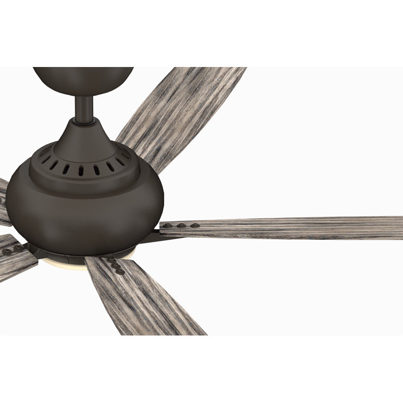 Matte Greige and Weathered Wood Ceiling Fan with LED Light