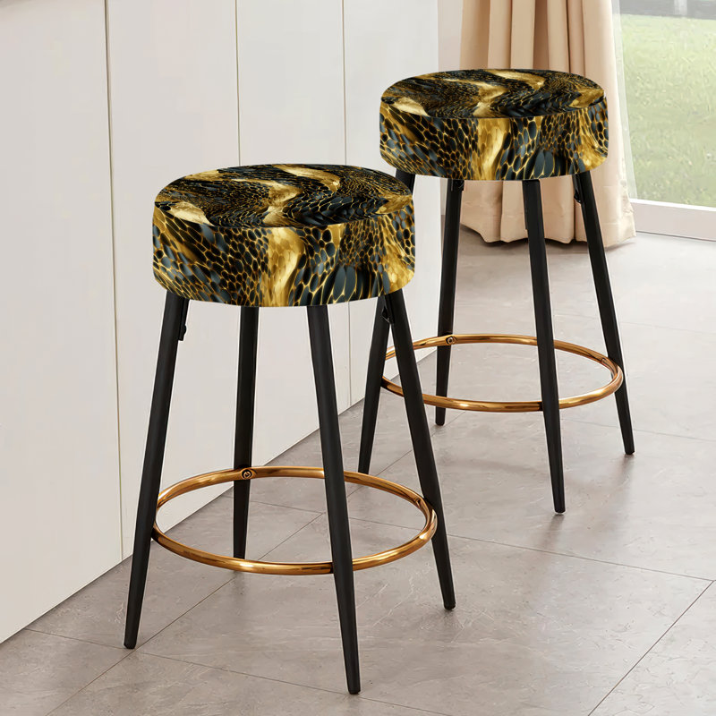 Ensemble de 2 tabourets de bar en marbre doré et doré Opulence dorée