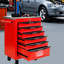 Chariot à outils rouge et noir à 6 tiroirs avec roues, pour atelier et atelier de réparation, fabrication en acier, verrouillage par clé, 4 freins 2, chariot en métal multifonctionnel à poignée facile à manœuvrer, toit en acier inoxydable noir,-2012313826