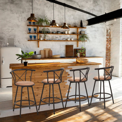 Dalhem Swivel Upholstered Bar Stool with Steel Frame