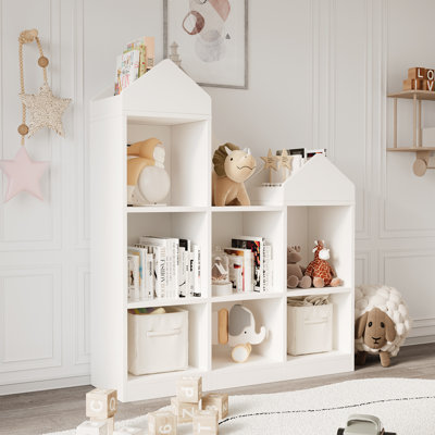 Étagère en bois à 7 compartiments pour enfants – Rangement de jouets multifonctionnel – Vitrine moderne pour chambre d'enfant, salle de jeux ou chambre de bébé – Étagères faciles d'accès, gain de place, sécurité enfant