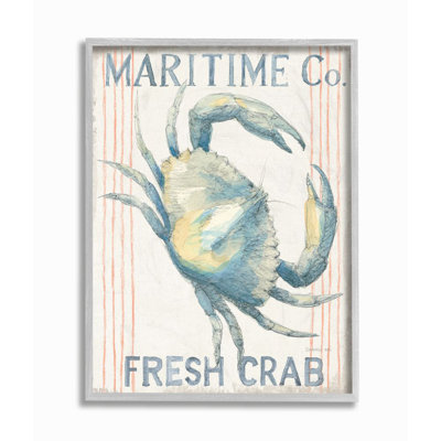 «Nautical Crab Maritime», impression de pastel aquarelle par Danhui Nai