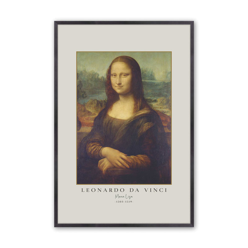 «Mona Lisa» par Leonardo da Vinci, Reproduction encadrée sans passe-partout, Zinc patiné, H 15,25 po x l 12,25 po x P 1,25 po