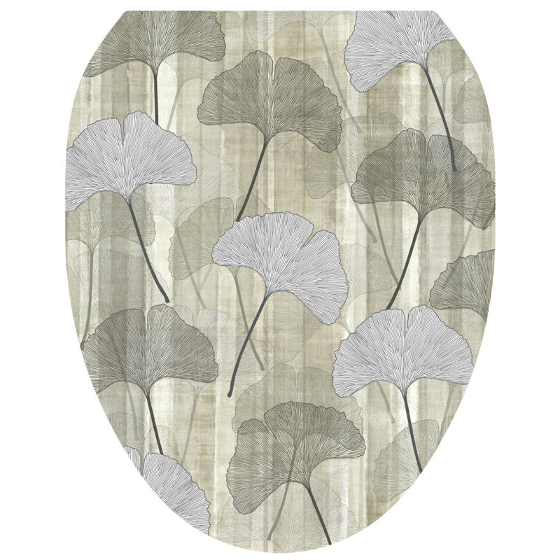 Décalcomanie de siège de toilette Botanical Ginkgo - Toilette moderne moderne, Allongé