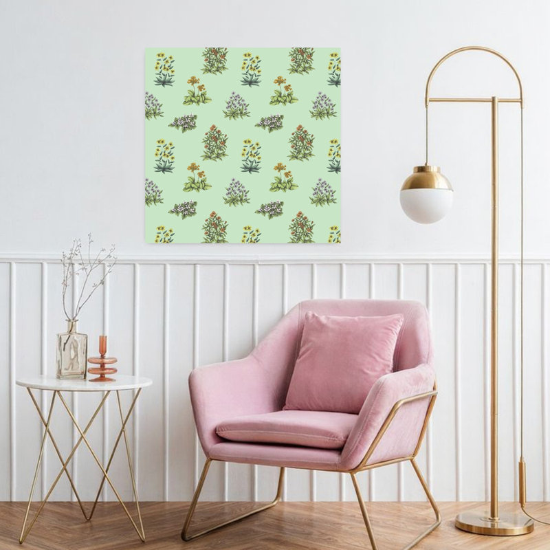 Art contemporain, art floral rétro, H 32 po x l 32 po