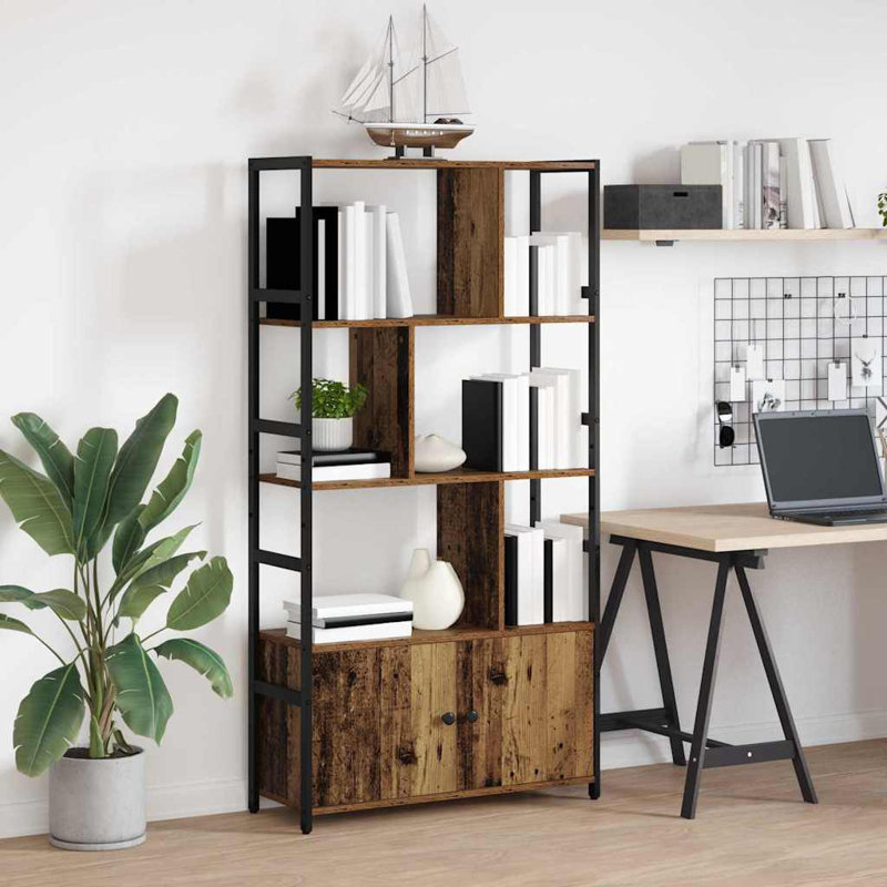 Bookshelf Engineered Wood Freestanding Tiered Home Shelving Living Room, Brown, (4 Shelves) 155.5cm H x 80cm W x 30cm D