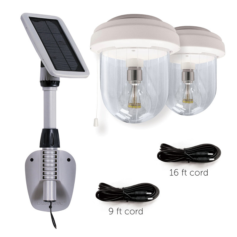 Light My Shed IV Solar LED Area Light with 2-Light Integrated Bright White Light Bulb