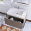 Meuble-lavabo simple 30 po en chêne brun avec surface intégrée