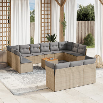  Ensemble de canapé de jardin mélange beige, gris clair