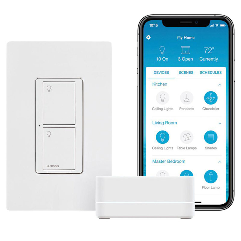 Gradateur blanc unipolaire à 3 voies 5 ampères Lutron Caseta
