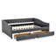 Grand lit de jour avec tiroirs, canapé-lit capitonné, avec bouton sur le dos et clou en cuivre sur les accoudoirs ondulés (84,5 po x 63,5 po x 26,5 po)-129109586