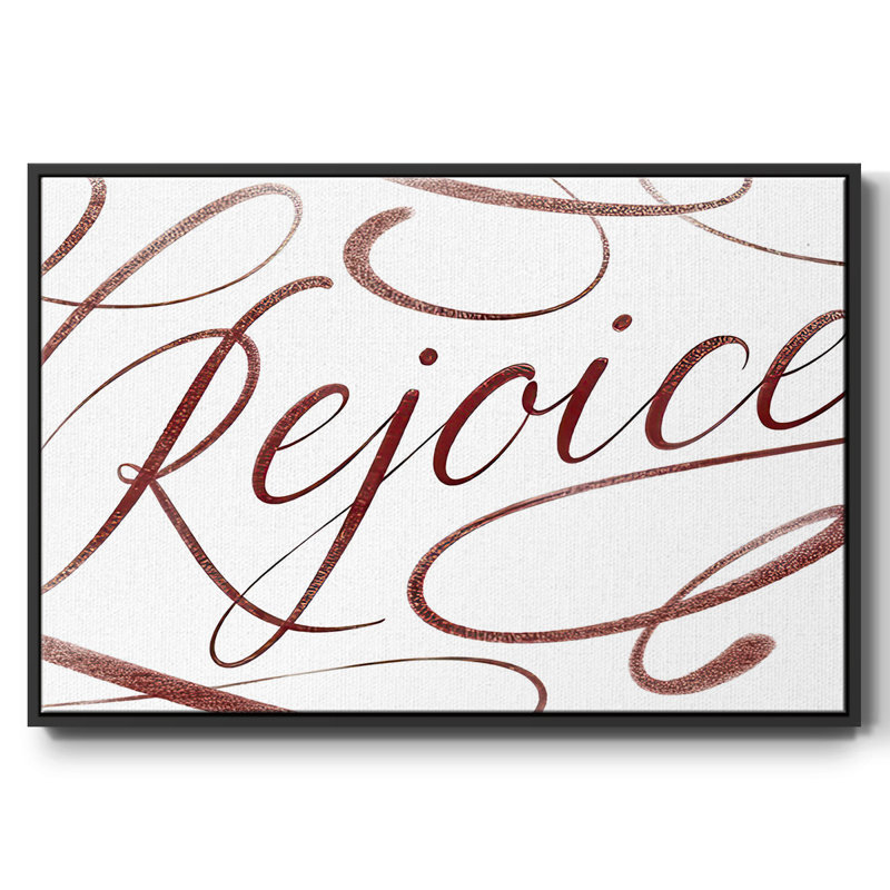 Rejoice, reproduction d'art sur toile, Cadre noir, H 17 po x l 25 po x P 1,5 po, Rouge