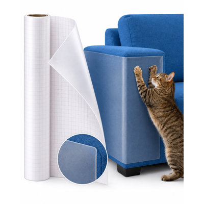 Thick Matte Clear Adhesive Guard Scratch Couch Protector Tape Roll Cat Furniture Cover, Matte Clear, 15.75 x 118.11-in