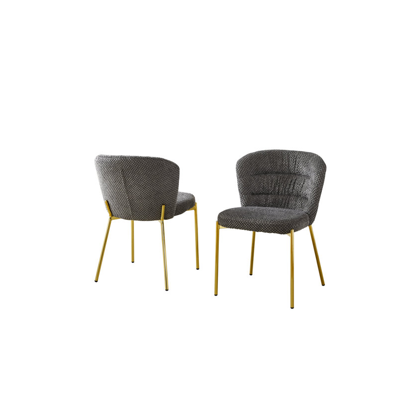 Chaises d'appoint moelleuses uniques avec pieds plaqués, Gris foncé, Doré