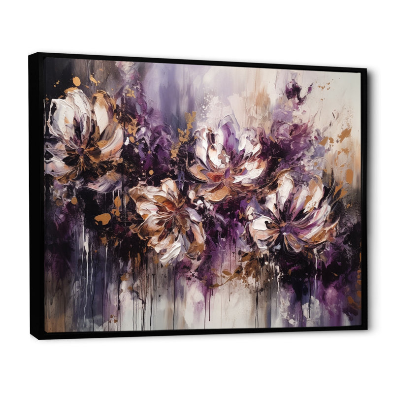 Rozamond - Œillet crème mauve sur fleur, H 24 po x l 32 po x P 1 po, Cadre flottant noir