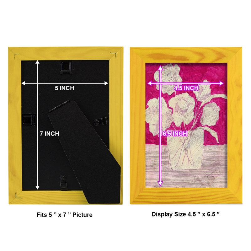 Fuchsia Arrangement I - impression d'un seul cadre photo, H 9 po x l 7 po x P 1 po, Cadre jaune