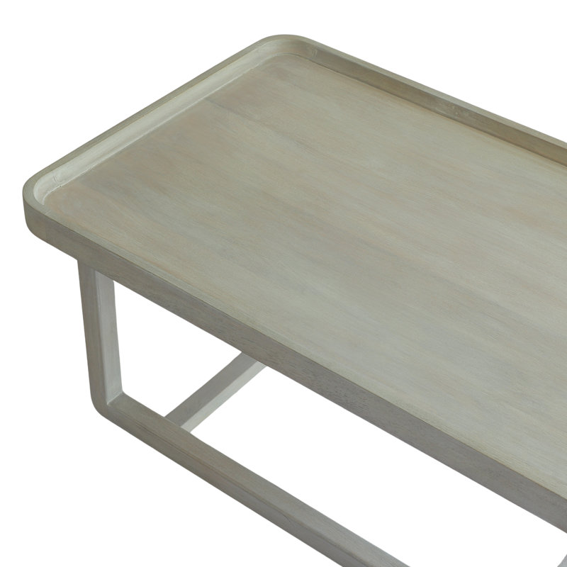 Table basse à plateau en bois massif Bryan, Blanc