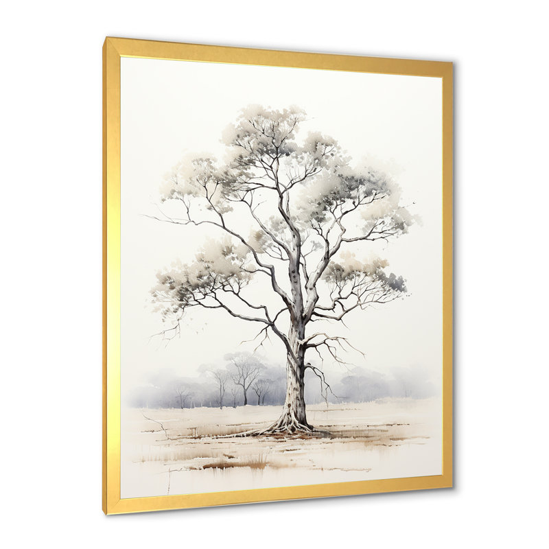 «Beige minimalisme», art mural africain, H 40 po x l 30 po x P 1,5 po, Cadre doré simple