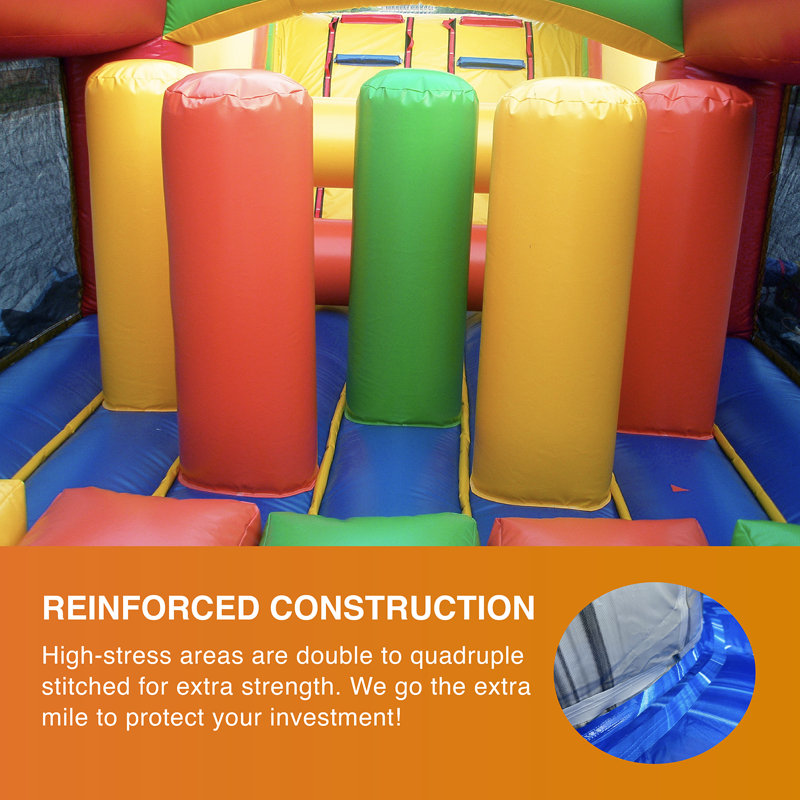 Rainbow 40' x 12' Inflatable Obstacle Course with Slide and Air Blower