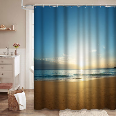 Africa Sunset Beach Sea Tide Blue Coast Shower Curtain with 12 Hooks