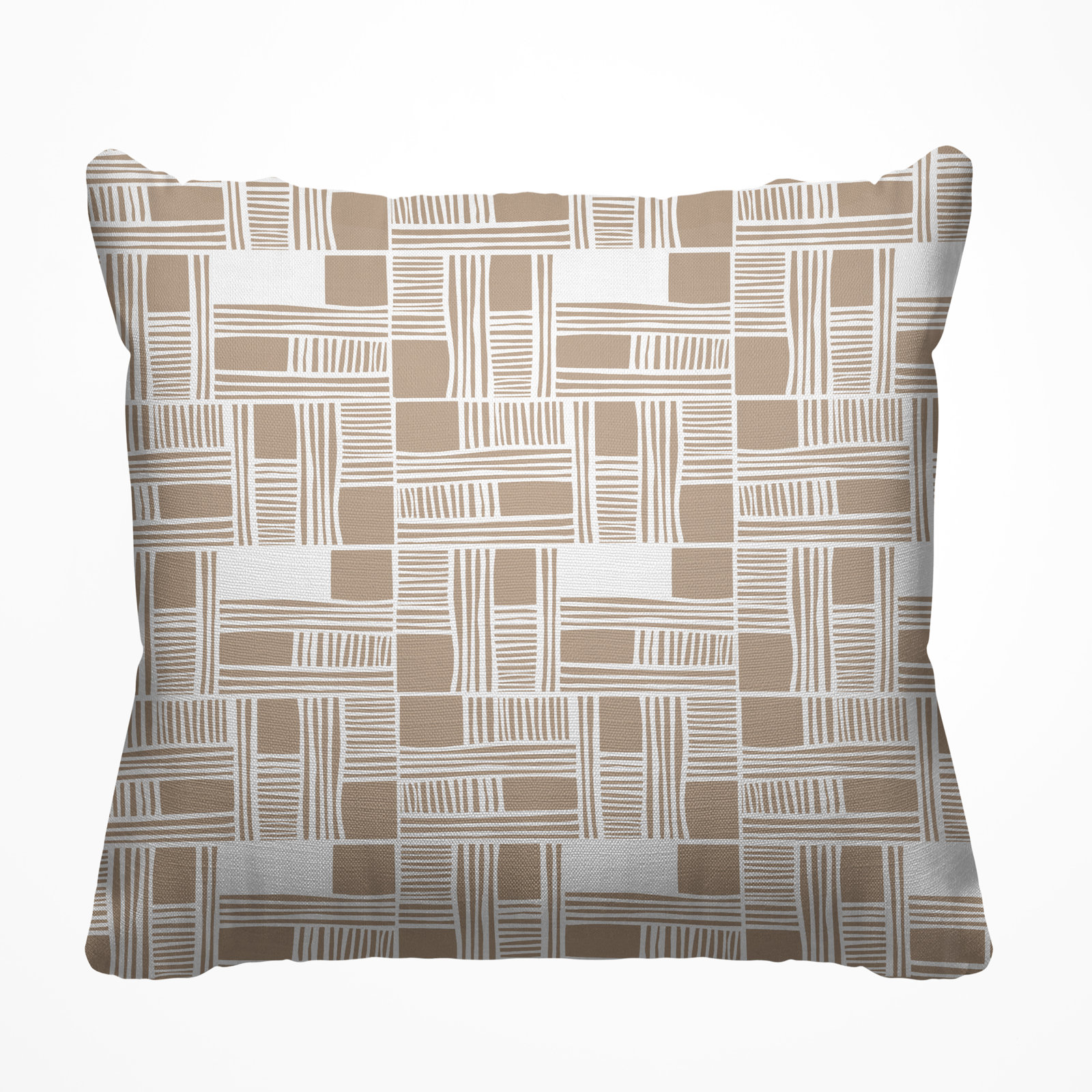 Kapri Indoor/Outdoor Throw Pillow, 17" x 17", Beige, Square