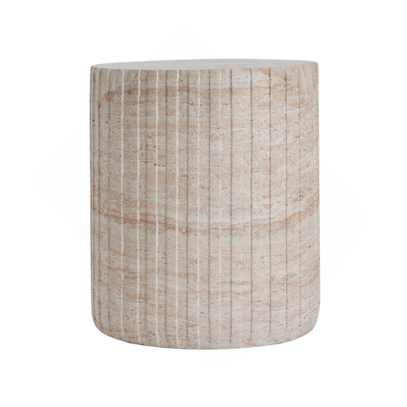 Outdoor/Indoor Lightweight Concrete Side Table,Travertine Finish