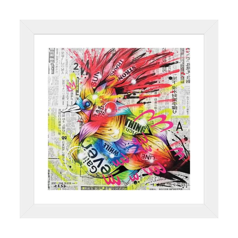 Akaitori par Taka Sudo - impression d'art graphique, H 24 po x l 24 po x p 1 po, Papier encadré blanc, Blanc