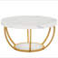 Table basse ronde moderne, table basse à 2 niveaux de 31,7 po avec pieds en faux marbre et métal doré, table d'appoint circulaire pour table de salon