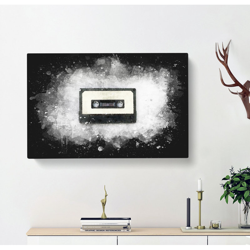 Retro Style Cassette Tape - Wrapped Canvas, 35cm H x 50cm W x 3cm D