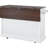 54.9" Medium Width Kitchen Island With Style Cross Barn Doors, Drop Leaf, Charging Station And 4 Lockable Wheels For Dining Workspace Cart Internal Storage , Adjustable Shelves, Leaf Stylish Smooth