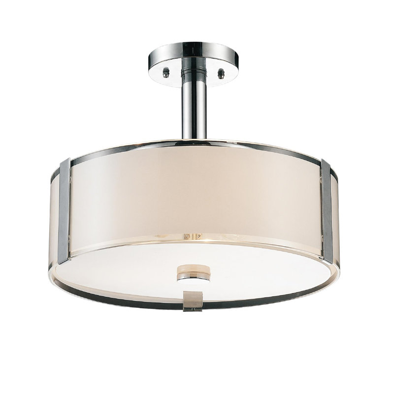 Lustre rond 4 lumières 17 po en chrome avec abat-jour en verre givré pour la salle à manger moderne, le salon ou l'éclairage d'entrée