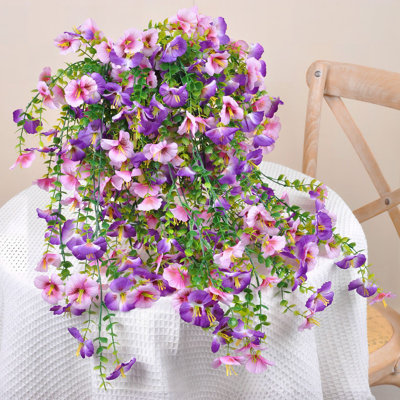 Bougeoir en résine, fleurs artificielles suspendues d'extérieur, fleurs et plantes artificielles réalistes, idéales pour la décoration de cour et de jardin.