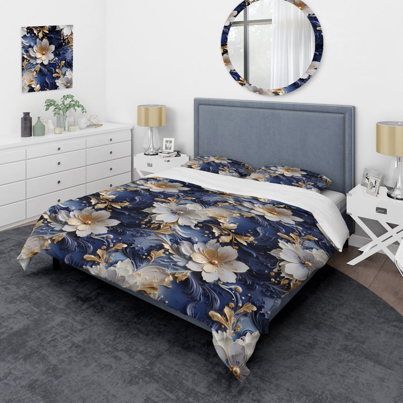 Literie en marbre Celestial Mirage, Housse de couette pour très grand lit et 2 très