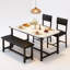 Ensemble de table de salle à manger 3 pièces, avec 2 chaises rembourrées et banc-1865162162-1865162161