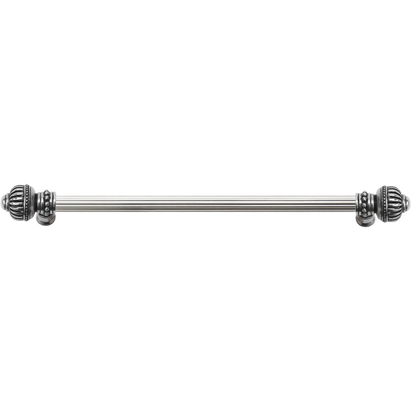Cricket Cage 6 inches c.c. with 5/8 reeded center long pull large finial in Antique Brass, Silver, 18"