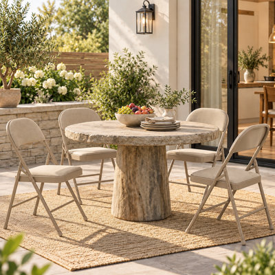 Ensemble de 4 chaises pliantes kaki pliantes avec coussin et dossier