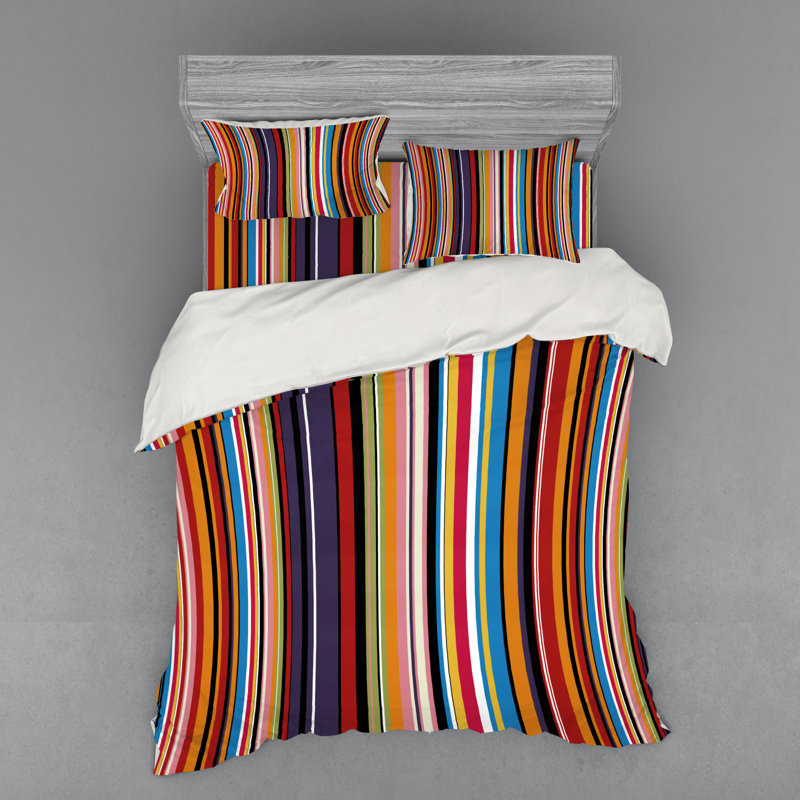 Rustic Polyester Striped Duvet Cover, Queen Duvet Cover + 3 Additional Pieces