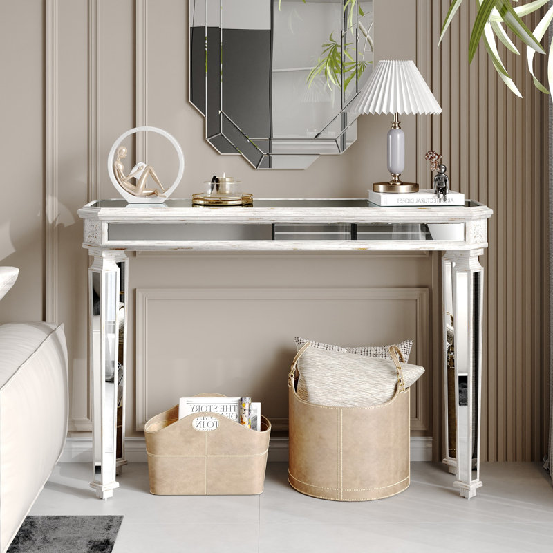 Console à miroir 48 po Framhouse, Blanc