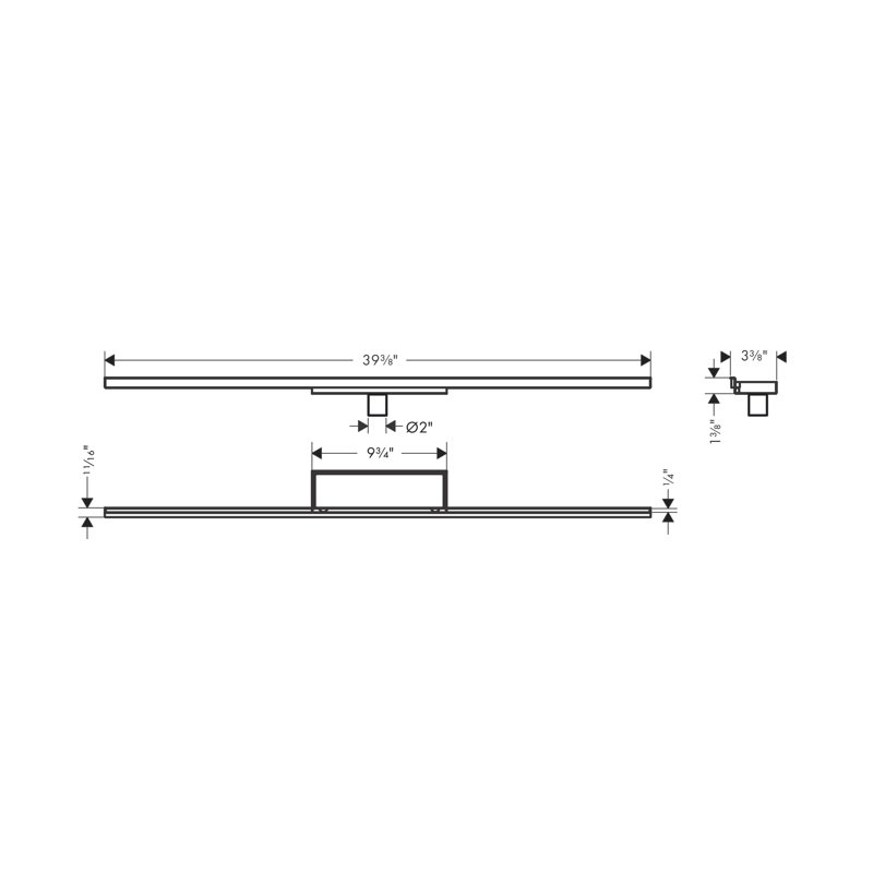 hansgrohe RainDrain Minimalistic Complete Set 2", 39 3/8" Trim and Installation Set